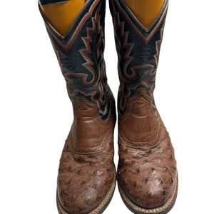 Ariat ostrich Brown and Black Western Boots